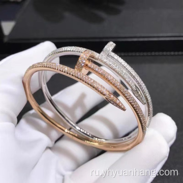 Розовое золото полное бриллиантовое браслеты с платиной